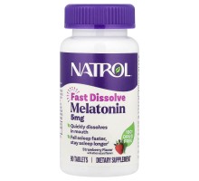 Мелатонін швидкорозчинний Natrol 5 мг, 90 таблеток зі смаком полуниці