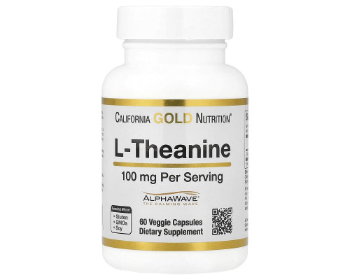Теанин California Gold Nutrition (L-Theanine AlphaWave) 100 мг 60 вегетарианских капсул