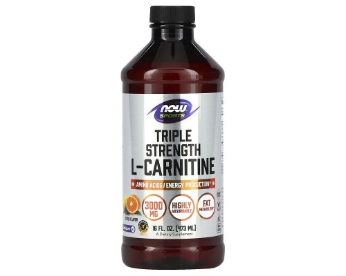 Карнітин потрійної сили NOW Foods (L-Carnitine) 3000 мг, 473 мл зі смаком цитрусу Карнітин потрійної сили NOW Foods (L-Carnitine) 3000 мг, 473 мл зі смаком цитрусу