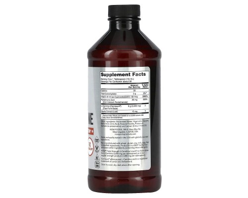Карнітин потрійної сили NOW Foods (L-Carnitine) 3000 мг, 473 мл зі смаком цитрусу Карнітин потрійної сили NOW Foods (L-Carnitine) 3000 мг, 473 мл зі смаком цитрусу