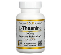 Теанин California Gold Nutrition (L-Theanine AlphaWave Supports Relaxation Calm Focus) 200 мг 60 вегетарианских капсул