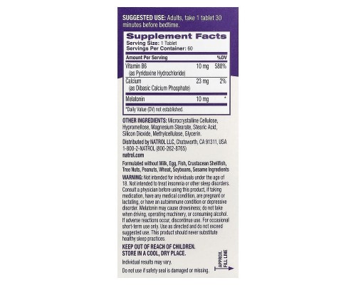 Мелатонін повільного вивільнення Natrol (Melatonin) 10 мг, 60 таблеток