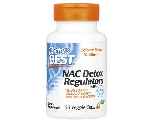 Ацетилцистеин NAC для регуляции процесса детоксикации с селеном Doctor's Best 60 вегетарианских капсул Ацетилцистеин NAC для регуляции процесса детоксикации с селеном Doctor's Best 60 вегетарианских капсул