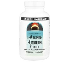 Коплекс L-Аргініну та L-Цитруліну Source Naturals 1000 мг, 120 таблеток