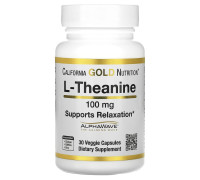Теанин California Gold Nutrition (L-Theanine AlphaWave Supports Relaxation) 100 мг 30 вегетарианских капсул