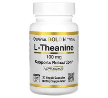 Теанин California Gold Nutrition (L-Theanine AlphaWave Supports Relaxation) 100 мг 30 вегетарианских капсул