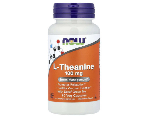 Теанин NOW Foods (L-Theanine Stress Management) 100 мг 90 вегетарианских капсул
