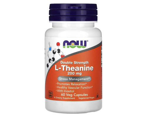 Теанин NOW Foods L-Theanine Stress Management 200 мг 60 вегетарианских капсул