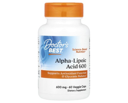 Альфа-ліпоєва кислота Doctor's Best 600 мг, 60 веганських капсул