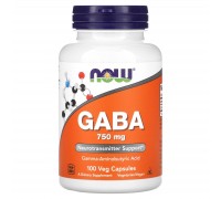 Гамма-аминомасляная кислота (ГАМК) Now Foods GABA 750 мг, 100 растительных капсул