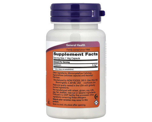 Мелатонин Now Foods (Melatonin) 5 мг 60 капсул