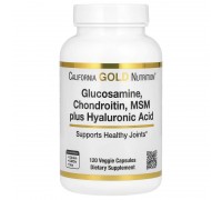 Глюкозамін, Хондроітин, МСМ і Гіалуронова кислота California Gold Nutrition 120 вегетаріанських капсул
