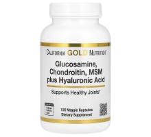 Глюкозамін, Хондроітин, МСМ і Гіалуронова кислота California Gold Nutrition 120 вегетаріанських капсул
