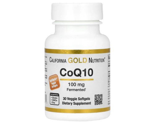 Коензим Q10 California Gold Nutrition 100 мг, 30 рослинних капсул Коензим Q10 California Gold Nutrition 100 мг, 30 рослинних капсул