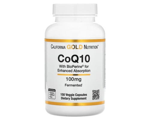 Коензим Q10 класу USP із Bioperine California Gold Nutrition 100 мг, 150 вегетаріанських капсул Коензим Q10 класу USP із Bioperine California Gold Nutrition 100 мг, 150 вегетаріанських капсул