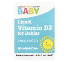 Вітамін D3 у краплях для малюків California Gold Nutrition 10 мкг (400 МО), 10 мл