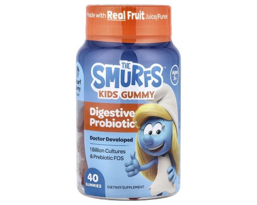 Пробіотики для покращення травлення у дітей з 3х років The Smurfs 40 жувальних мармеладок зі смаком ягід