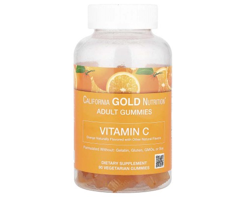 Вітамін С + Вітамін А для дітей California Gold Nutrition 250 мг, 90 вегетаріанських жувальних таблеток