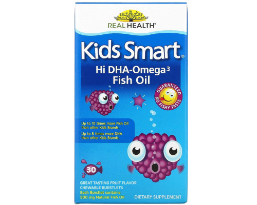 Умные детки, Рыбий жир с высоким содержанием Омега-3, с ягодным вкусом, Bioglan, 30 жевательных дражже.