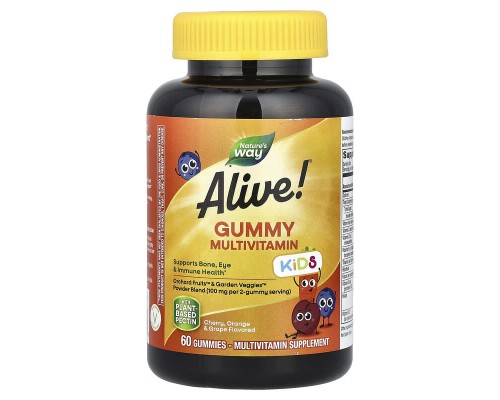 Мультивітаміни для дітей Alive! Nature's Way 60 жувальних цукерок зі смаком вишні, апельсина та винограду Мультивітаміни для дітей Alive! Nature's Way 60 жувальних цукерок зі смаком вишні, апельсина та винограду