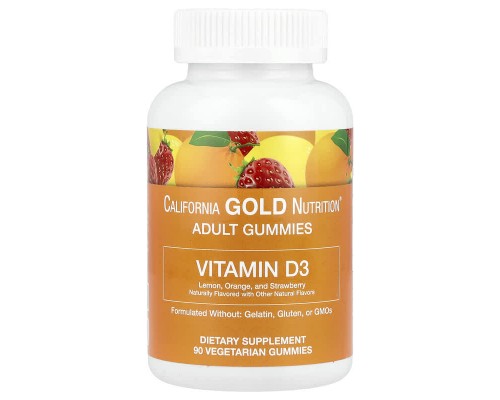 Вітамін D3 для дітей 1000 ME (в 1 таблетці) California Gold Nutrition, 90 жувальних таблеток зі смаком лимона, апельсина та полуниці Вітамін D3 для дітей 1000 ME (в 1 таблетці) California Gold Nutrition, 90 жувальних таблеток зі смаком лимона, апельсина та полуниці