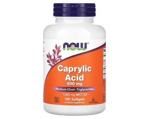 Каприлова кислота Now Foods (Caprylic Acid) 100 м'яких капсул