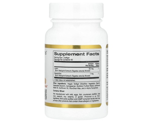 Лютеїн із зеаксантином California Gold Nutrition (Lutein/Zeaxanthin) 20 мг 60 рослинних м'яких таблеток