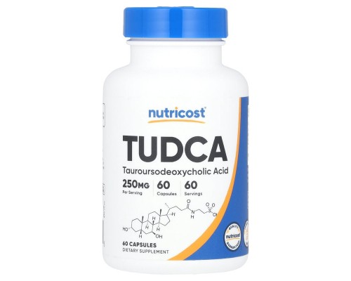 Тауроурзодезоксихолева кислота (TUDCA) Nutricost 250 мг, 60 капсул Тауроурзодезоксихолева кислота (TUDCA) Nutricost 250 мг, 60 капсул