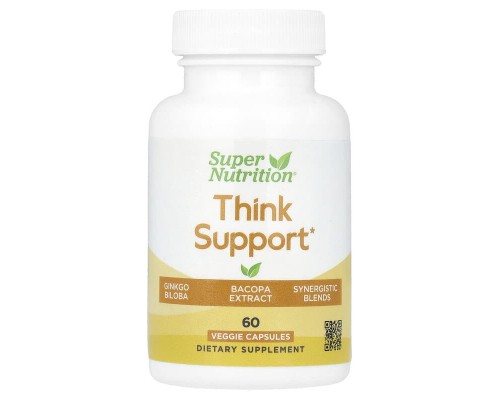Підтримка мислення, Гінкго Білоба, Бакопа, Ферменти Super Nutrition 60 вегетаріанських капсул Підтримка мислення, Гінкго Білоба, Бакопа, Ферменти Super Nutrition 60 вегетаріанських капсул