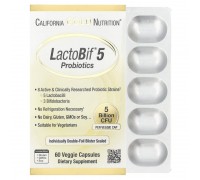 Пробиотики LactoBif California Gold Nutrition 5 млрд КОЕ, 60 вегетарианских капсул