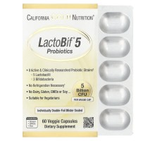 Пробіотики LactoBif California Gold Nutrition 5 млрд КУО, 10 вегетаріанських капсул