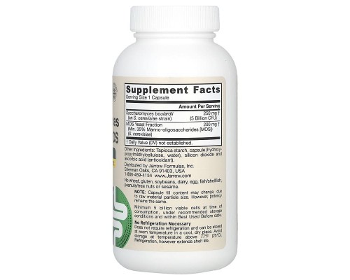 Сахароміцети буларді + МОС, 5 млрд КУО Jarrow Formulas 90 веганських капсул