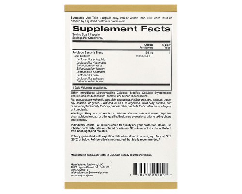 Пробиотики LactoBif California Gold Nutrition 30 млрд КОЕ, 10 вегетарианских капсул Пробиотики LactoBif California Gold Nutrition 30 млрд КОЕ, 10 вегетарианских капсул
