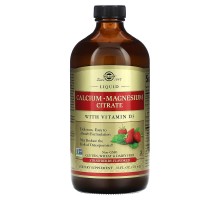 Цитрат магния и кальция с витамином D3 Solgar 473 мл со вкусом натуральной клубники 