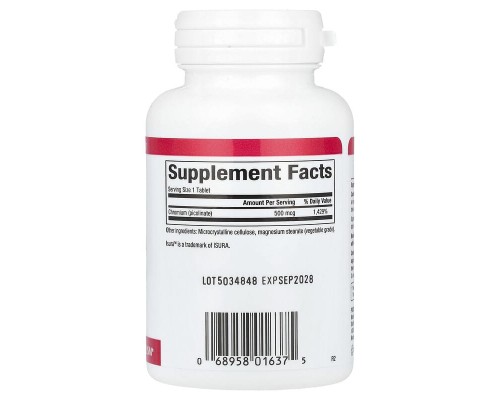 Піколінат хрому Natural Factors 500 мкг – 90 таблеток для підтримки нормального рівня цукру в крові