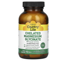 Country Life, хелатный глицинат магния, 400 мг, 90 таблеток (133 мг в 1 таблетке)