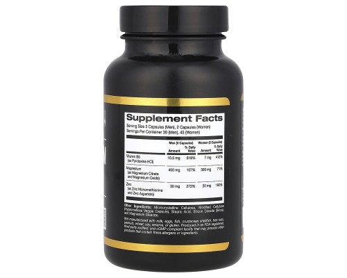 Цинк Магній та Вітамін В6 California Gold Nutrition Sport 90 вегетаріанських капсул