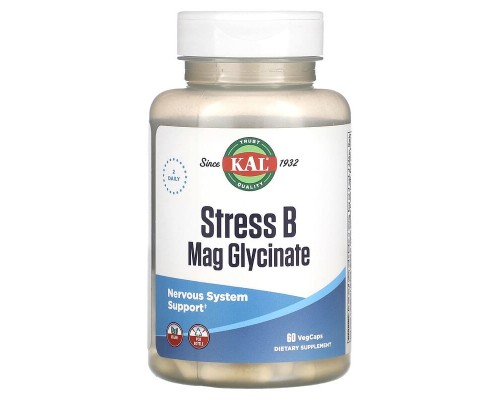 Вітаміни групи В і Магній Гліцинат «Stress B Mag Glycinate» KAL 60 веганських капсул Вітаміни групи В і Магній Гліцинат «Stress B Mag Glycinate» KAL 60 веганських капсул