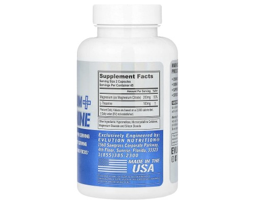 Магний+L-Теанин EVLution Nutrition, 90 растительных капсул Магний+L-Теанин EVLution Nutrition, 90 растительных капсул