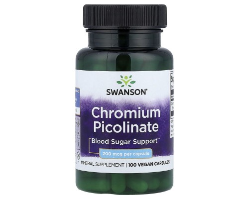 Хром піколінат Swanson (Chromium Picolinate) 200 мкг 100 вегетаріанських капсул