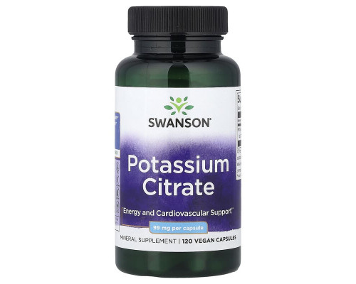 Калій цитрат (Potassium Citrate) Swanson 99 мг, 120 веганських капсул