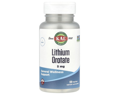 Літій оротат (Lithium Orotate) KAL 5 мг, 120 вегетаріанських капсул