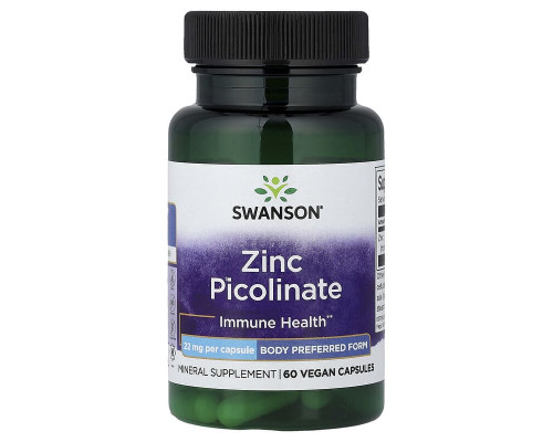 Цинк Пиколинат Swanson (Zinc Picolinate) 22 мг 60 капсул