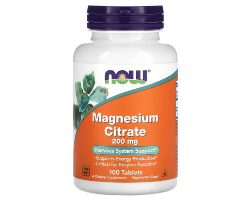     NOW Foods, Цитрат магния, 200 мг, 100 таблеток