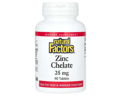 Хелат цинку Natural Factors (Zinc Chelate) 25 мг, 90 таблеток Хелат цинку Natural Factors (Zinc Chelate) 25 мг, 90 таблеток