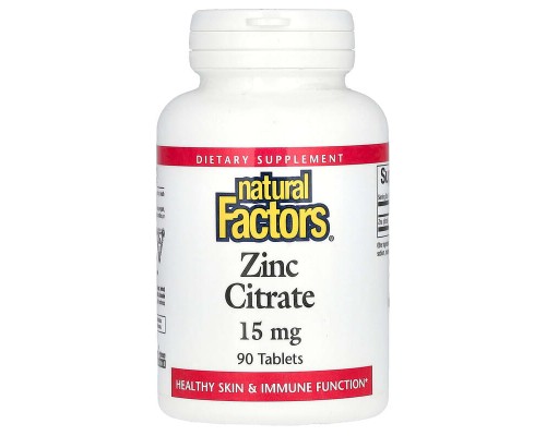 Цитрат цинку Natural Factors (Zinc Citrate) 15 мг, 90 таблеток Цитрат цинку Natural Factors (Zinc Citrate) 15 мг, 90 таблеток