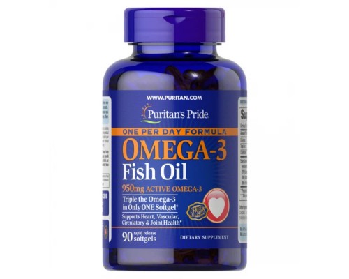 Риб'ячий жир Омега-3 Puritan's Pride (Triple Strength Omega-3 Fish Oil) 950 мг 90 капсул Риб'ячий жир Омега-3 Puritan's Pride (Triple Strength Omega-3 Fish Oil) 950 мг 90 капсул