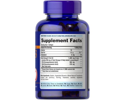 Риб'ячий жир Омега-3 Puritan's Pride (Triple Strength Omega-3 Fish Oil) 950 мг 90 капсул Риб'ячий жир Омега-3 Puritan's Pride (Triple Strength Omega-3 Fish Oil) 950 мг 90 капсул