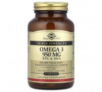 Омега-3 ЕПК та ДГК Solgar, потрійна концентрації, 950 мг, 50 капсул