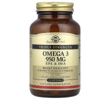 Омега-3 ЕПК та ДГК Solgar, потрійна концентрації, 950 мг, 50 капсул